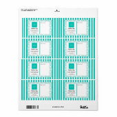 ティール(緑がかった色)のストライプ緑とカーリーフレームとロゴ ラベル (フルシート)