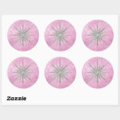 ティール(緑がかった色)のスノーフレークパープルティール(緑がかった色)エレガントヴィンテージ冬 ラウンドシール (シート)