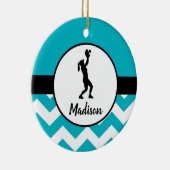 ティール（緑がかった色）のソフトボールのオーナメント セラミックオーナメント (右)