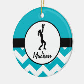 ティール（緑がかった色）のソフトボールのオーナメント セラミックオーナメント (左)