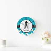 ティール(緑がかった色)のソフトボールの柱時計 ラウンド壁時計 (ホーム)