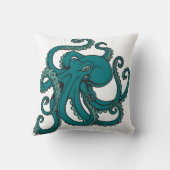 ティール(緑がかった色)のタコ クッション (裏面)