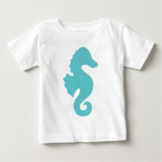 ティール(緑がかった色)のタツノオトシゴのシルエット ベビーTシャツ