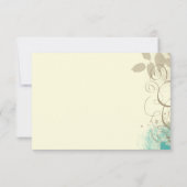 ティール（緑がかった色）のタンのグランジな渦巻の葉の応答カード 出欠カード (裏面)