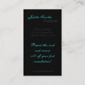 ティール(緑がかった色)のターコイズのシマウマのプリントパターン名刺 名刺 (裏面)