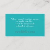 ティール（緑がかった色）のターコイズの水の安息令の会社の名刺 名刺 (裏面)