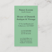 ティール(緑がかった色)のダイヤモンドのダマスク織、豆電球及び緑 名刺 (裏面)