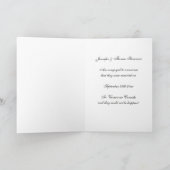 ティール（緑がかった色）のダマスク織のたった今結婚しましたの発表カード 案内状 (内部)