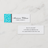 ティール(緑がかった色)のダマスク織の美しいのマイクロ小型名刺 スキニー名刺 (正面/裏面)