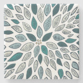 ティール（緑がかった色）のダリアの花 ストーンコースター (正面)