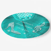 ティール(緑がかった色)のディスコの球およびかかとの菓子16 ペーパープレート (アングル)