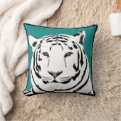 ティール（緑がかった色）のトラの投球のクッション クッション (ブランケット)