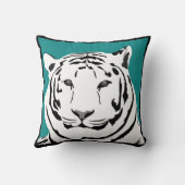 ティール（緑がかった色）のトラの投球のクッション クッション (裏面)