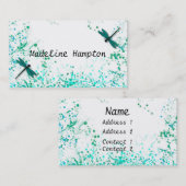 ティール（緑がかった色）のトンボの名刺 名刺 (正面/裏面)
