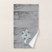 ティール(緑がかった色)のハートパーソナライズされたバスタオルセット バスタオルセット (ハンドタオル)