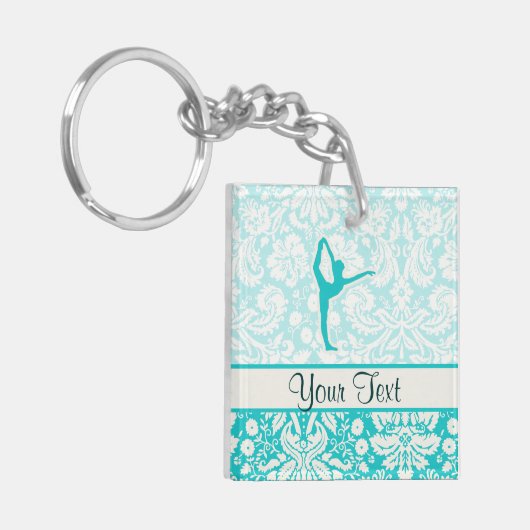 ティール(緑がかった色)のバレエ キーホルダー (正面左)