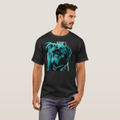 ティール(緑がかった色)のパグ Tシャツ (正面フル)