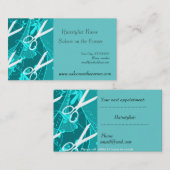 ティール(緑がかった色)のパステル調のレトロのファッションのファンタジーのはさみ 予約カード (正面/裏面)