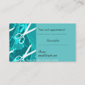 ティール(緑がかった色)のパステル調のレトロのファッションのファンタジーのはさみ 予約カード (裏面)