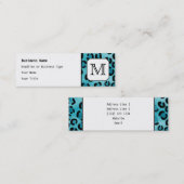 ティール(緑がかった色)のヒョウのプリント、カスタムなモノグラム スキニー名刺 (正面/裏面)