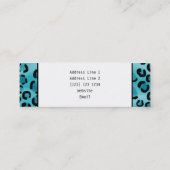 ティール(緑がかった色)のヒョウのプリント、カスタムなモノグラム スキニー名刺 (裏面)