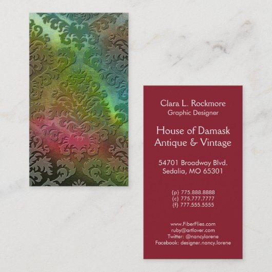 ティール(緑がかった色)のビロード、サテンの抽象芸術、緑およびピンクを切って下さい 名刺 (正面/裏面)