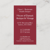 ティール(緑がかった色)のビロード、サテンの抽象芸術、緑およびピンクを切って下さい 名刺 (裏面)