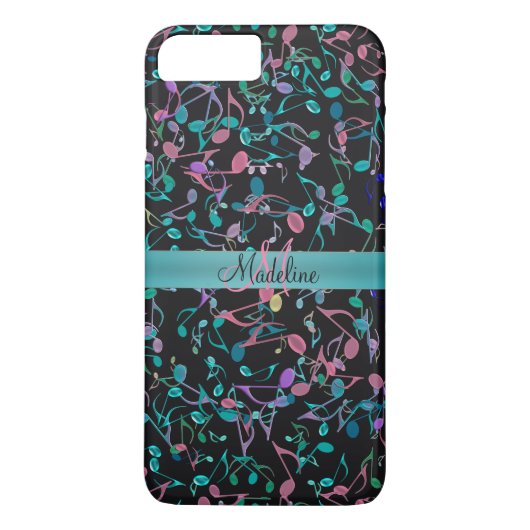 ティール（緑がかった色）のピンク音楽はパーソナライズなiPhone 7の場合に注意します Case-Mate iPhoneケース (裏面)