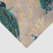 ティール(緑がかった色)のピーコック金ゴールドデコップページ 薄葉紙 (詳細)