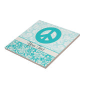 ティール(緑がかった色)のピースサイン タイル (側面)