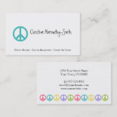 ティール（緑がかった色）のピースマークの名刺 名刺 (正面/裏面)