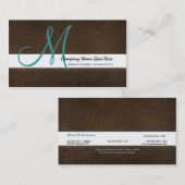 ティール（緑がかった色）のファッションのスタイリストの茶色のスエード 名刺 (正面/裏面)