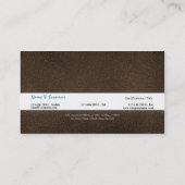 ティール（緑がかった色）のファッションのスタイリストの茶色のスエード 名刺 (裏面)