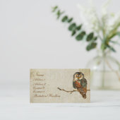 ティール（緑がかった色）のフクロウの名刺かラベル 名刺 (スタンド正面)
