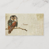ティール（緑がかった色）のフクロウの名刺かラベル 名刺 (裏面)