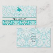 ティール(緑がかった色)のフラミンゴ 名刺 (正面/裏面)