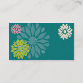 ティール（緑がかった色）のフラワーパワーの名刺 名刺 (裏面)