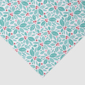 ティール(緑がかった色)のポインセチアパターン 薄葉紙 (詳細)