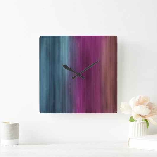 ティール(緑がかった色)のマゼンタのシエナ土のモダン スクエア壁時計 (ホーム)