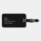 ティール(緑がかった色)のモノグラムが付いている白黒ストライプ ラゲッジタグ (裏面横)