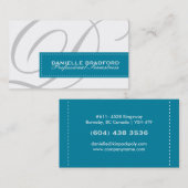 ティール（緑がかった色）のモノグラムの名刺 名刺 (正面/裏面)