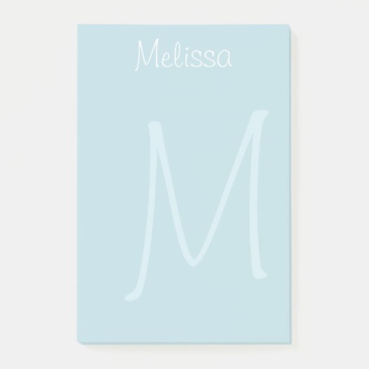 ティール(緑がかった色)のモノグラムの透かし ポストイット (正面)