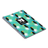 ティール（緑がかった色） |のモノグラムのToucans ノートブック (右側)