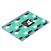 ティール（緑がかった色） |のモノグラムのToucans ノートブック (左側)