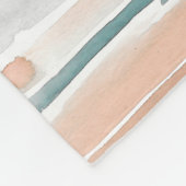 ティール（緑がかった色）のモモの淡い色のな灰色の水彩画の洗浄は縞で飾ります フリースブランケット (角)