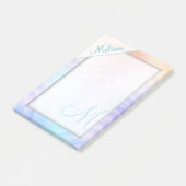 ティール（緑がかった色）のラベンダーの黄色のメロンのモノグラム ポストイット (アングル)