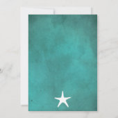 ティール(緑がかった色)のリハーサル結婚ディナーの白ヒトデ 招待状 (裏面)