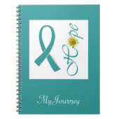 ティール(緑がかった色)のリボンの希望のノート ノートブック (正面)