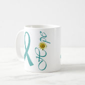 ティール（緑がかった色）のリボンの希望のマグ コーヒーマグカップ (正面左)