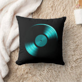 ティール(緑がかった色)のレトロのレコードのアルバム クッション (ブランケット)